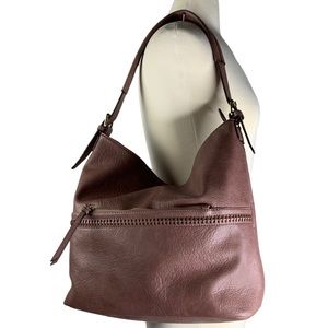 NEW Medium Chocolate Brown Large Hobo Style Silhouette Gold Accents 13”x5.5”x14”